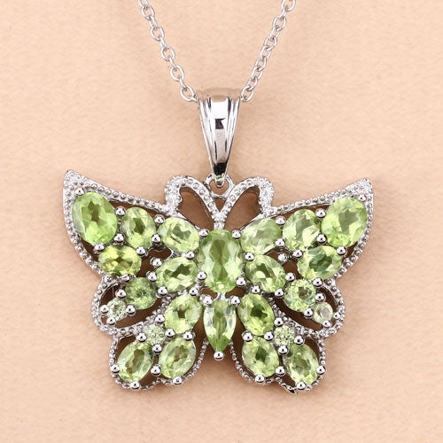4.05 Carat Genuine Peridot .925 Sterling Silver Pendant