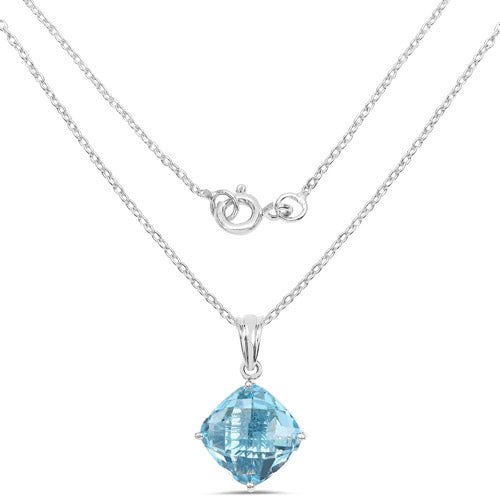 11.10 Carat Genuine Blue Topaz .925 Sterling Silver Pendant