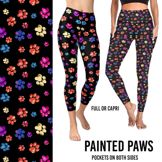 Painted Paws Leggings with Pockets Full or Capri