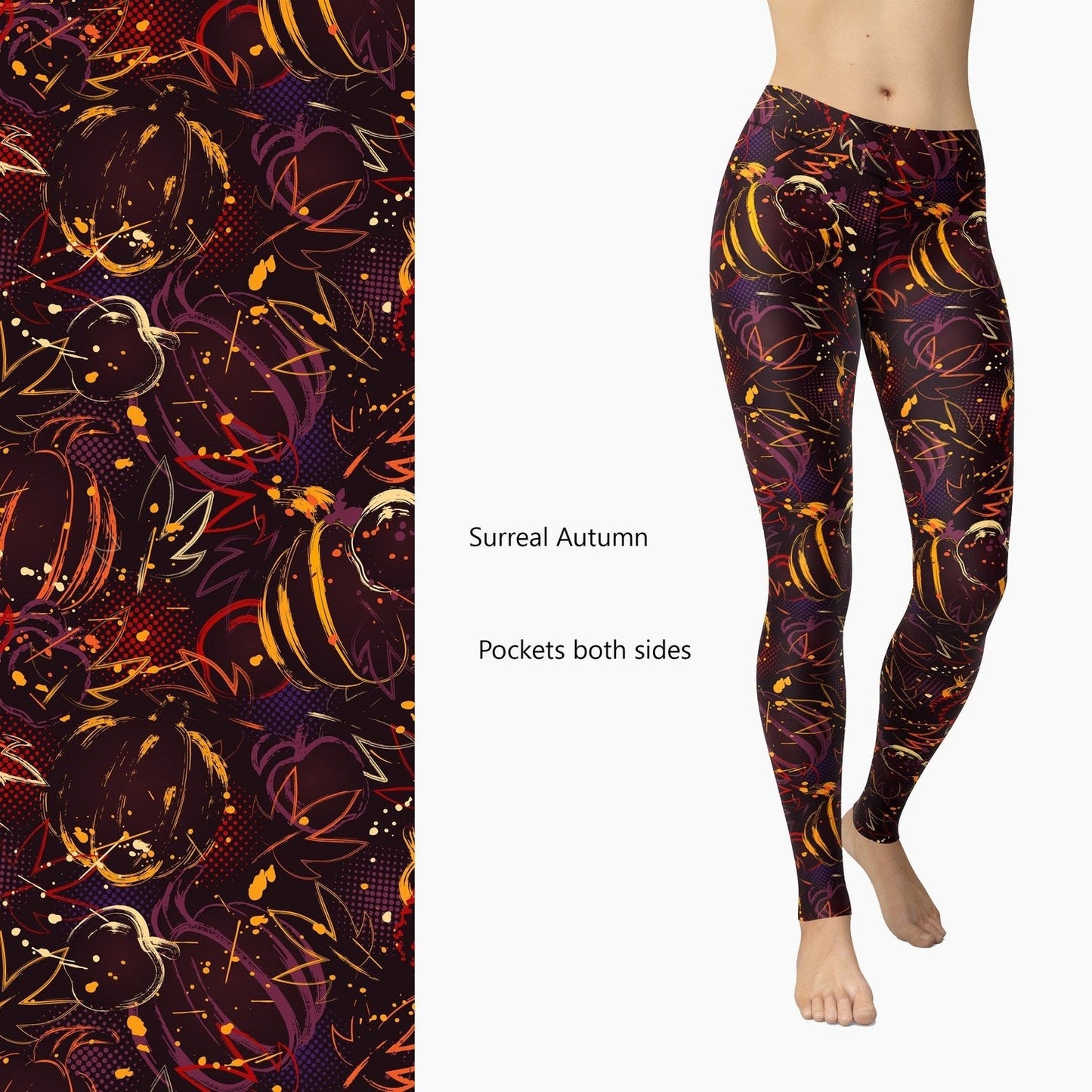 Surreal Autumn Paisley Season Full Length leggings with Pockets