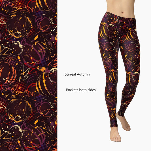 Surreal Autumn Paisley Season Full Length leggings with Pockets