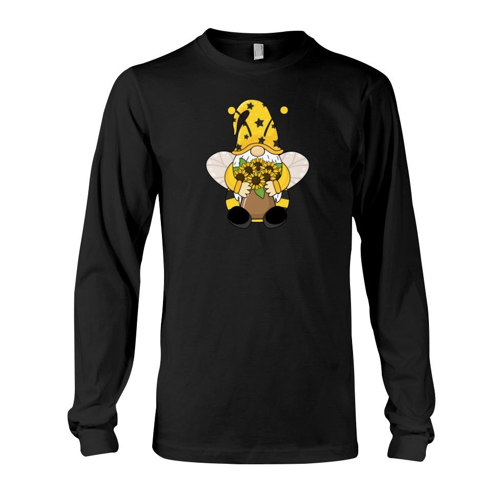 SunFlower Gnome Graphic Tee Gray or Black, Short or Long  Sleeve