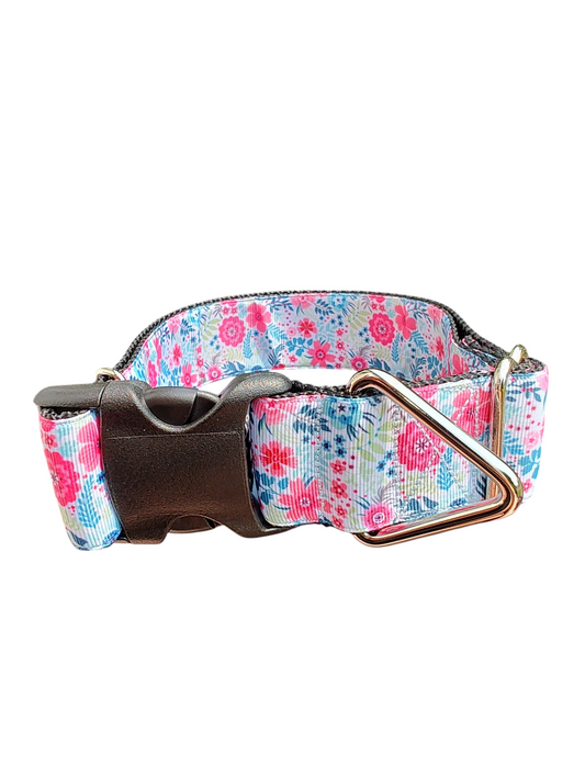 1.5" Wide Bright Floral Nylon Dog Collar