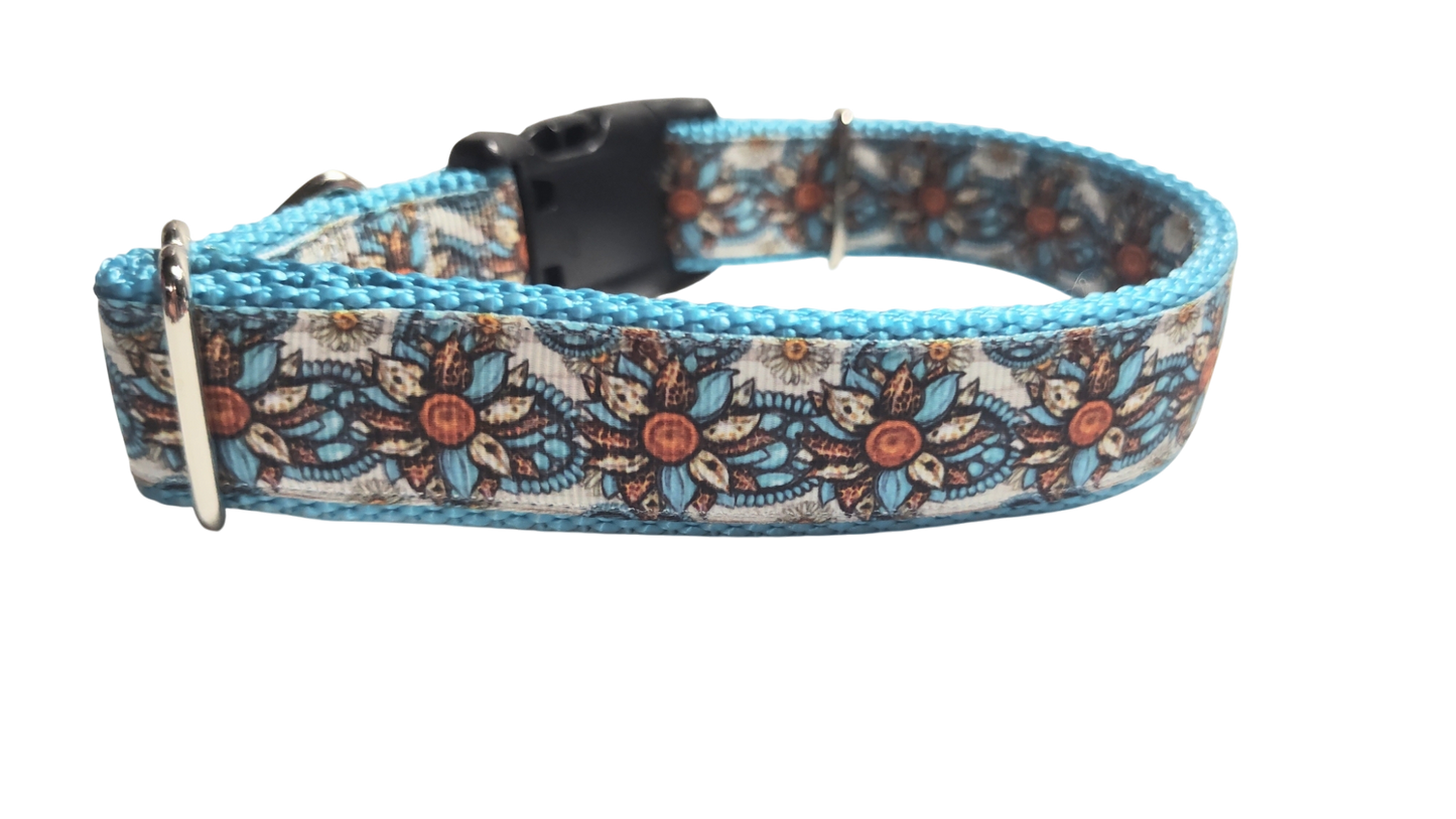 Western Floral Nylon Dog Collar