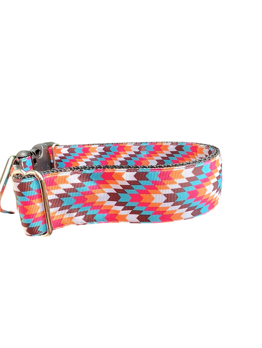 1.5" Wide Tribal Chevron Nylon Dog Collar
