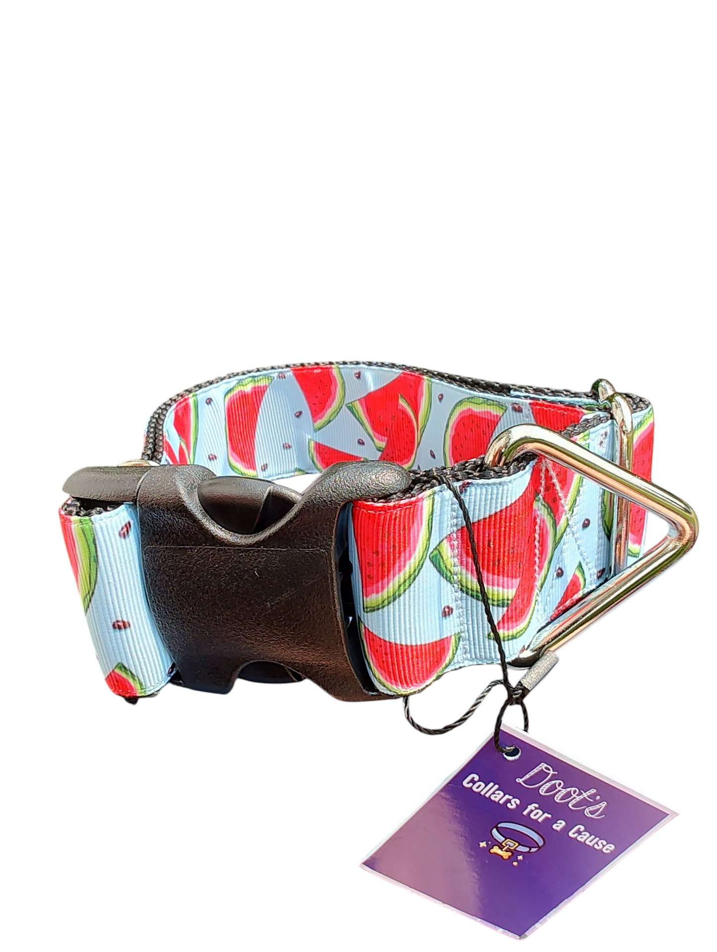 1.5" Wide Watermelon Wedges Nylon Dog Collar