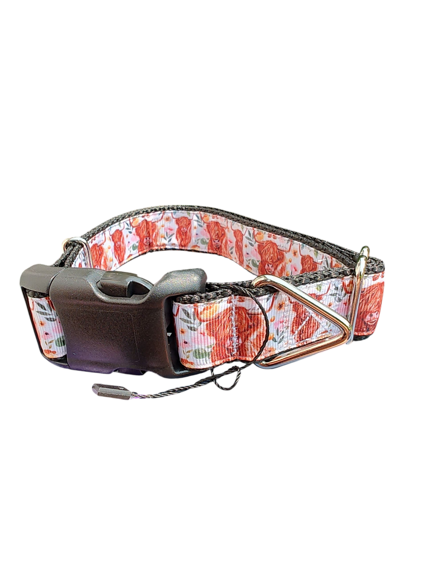 Western Highland Cow Flowers Nylon Dog Collar