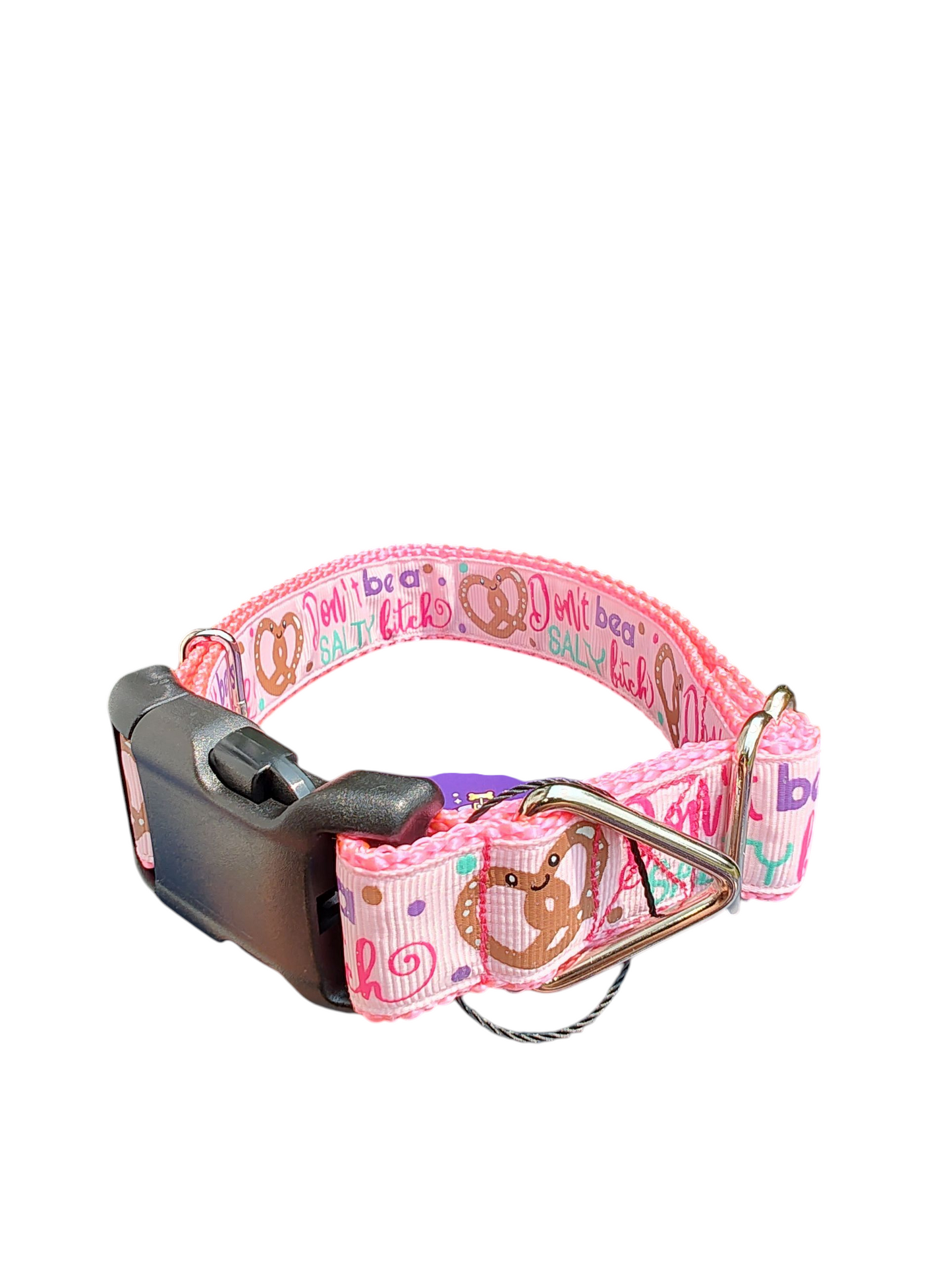 Don't Be A Salty Bitch Pretzel Nylon Dog Collar
