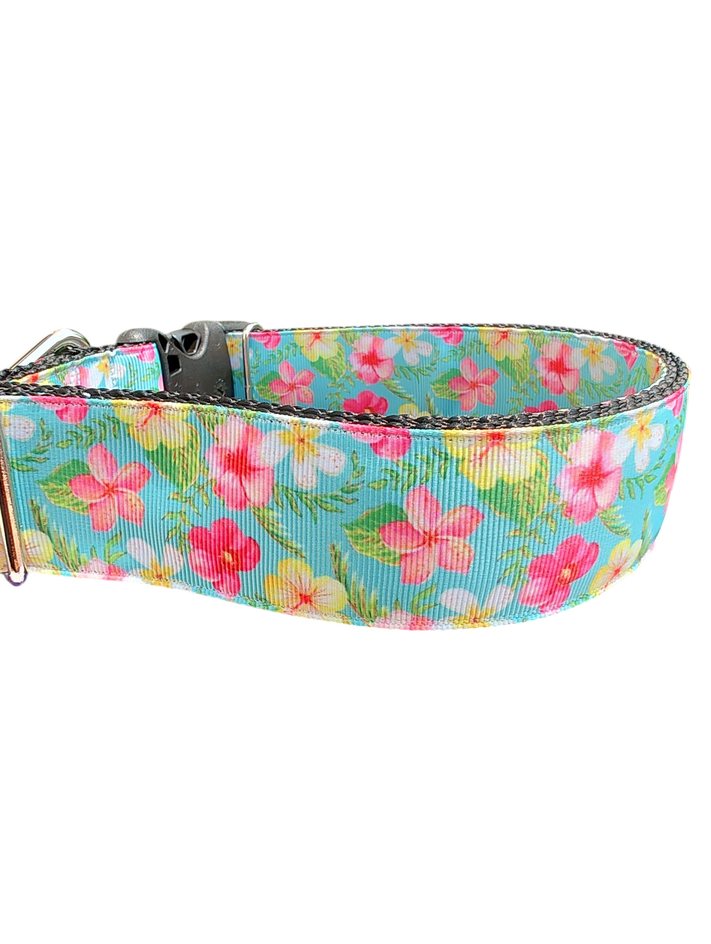 1.5" Wide Island Flowers Nylon Dog Collar