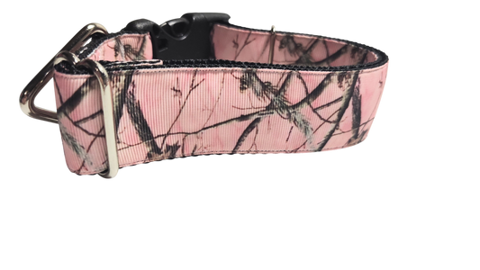 1.5" Wide Pink Camo Nylon Dog Collar
