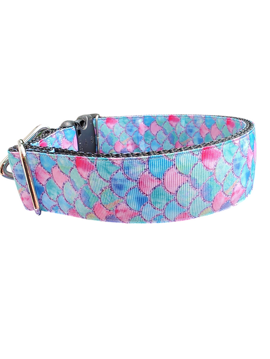 1.5" Wide Mermaid Scales Nylon Dog Collar