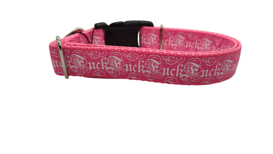 Fuck Pink Nylon Dog Collar