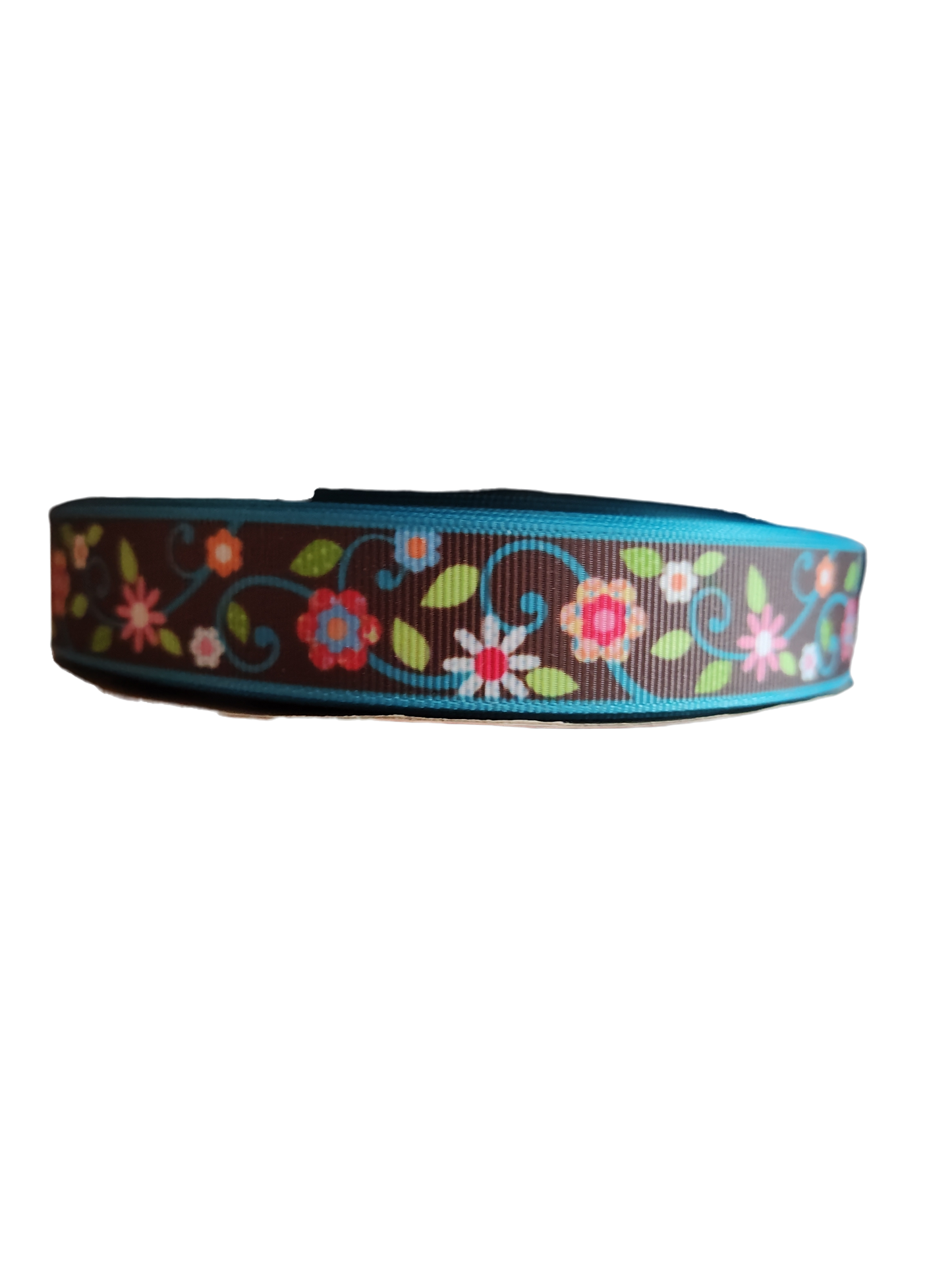 Flowers on Brown Nylon Dog Collar