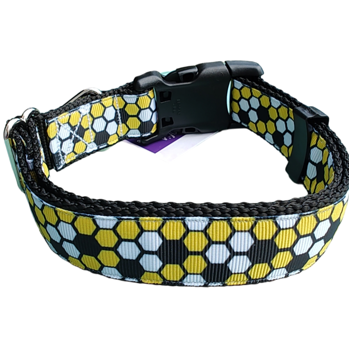 Beehive Black Nylon Dog Collar MD, LG, XL, Leash