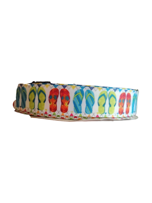 Red, Blue, Green, Flip Flops Nylon Dog Collar