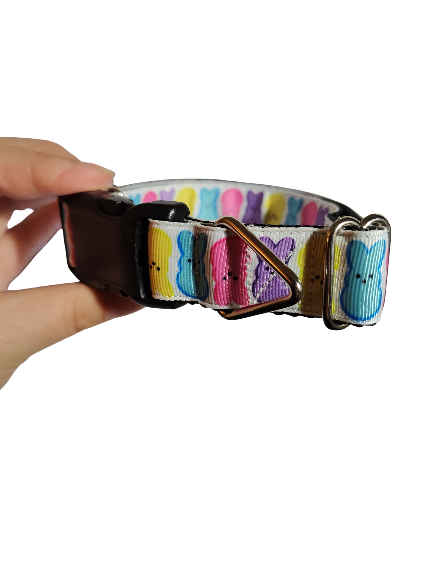 Rainbow Bunny Easter Nylon Dog Collar