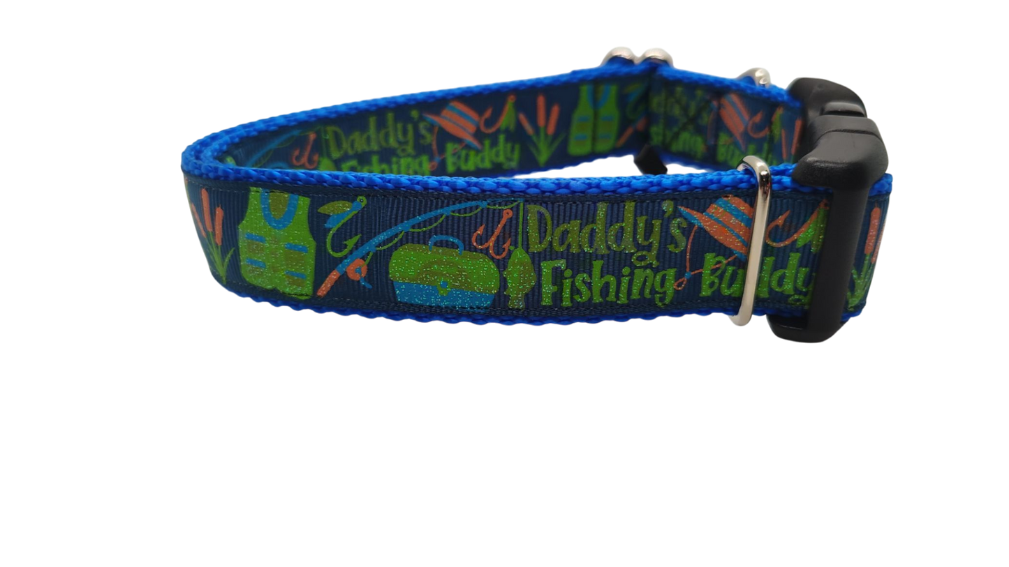 Daddy's Fishing Buddy Nylon Dog Collar