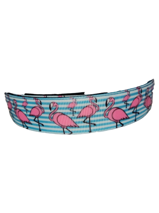 Flamingo Stripes Nylon Dog Collar