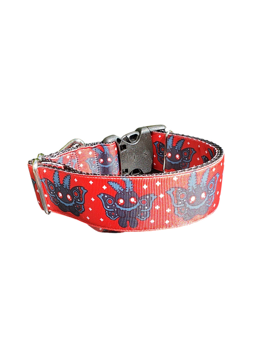 1.5" Wide Mothman Cryptid Nylon Dog Collar