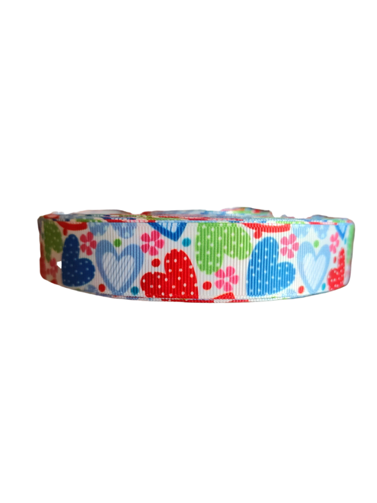 Patterned Hearts Nylon Dog Collar