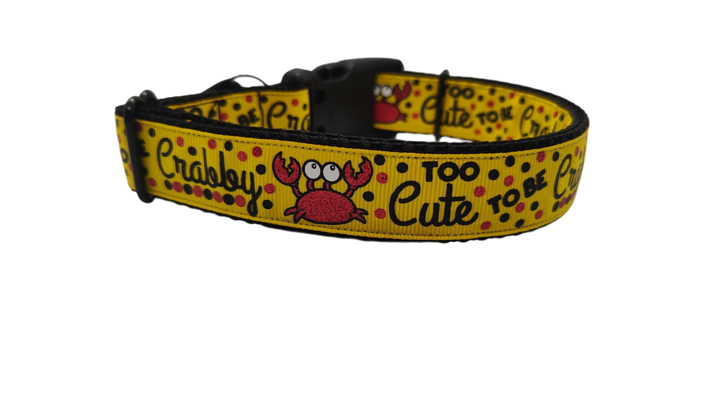 Too Cute To Be Crabby Nylon Dog Collar