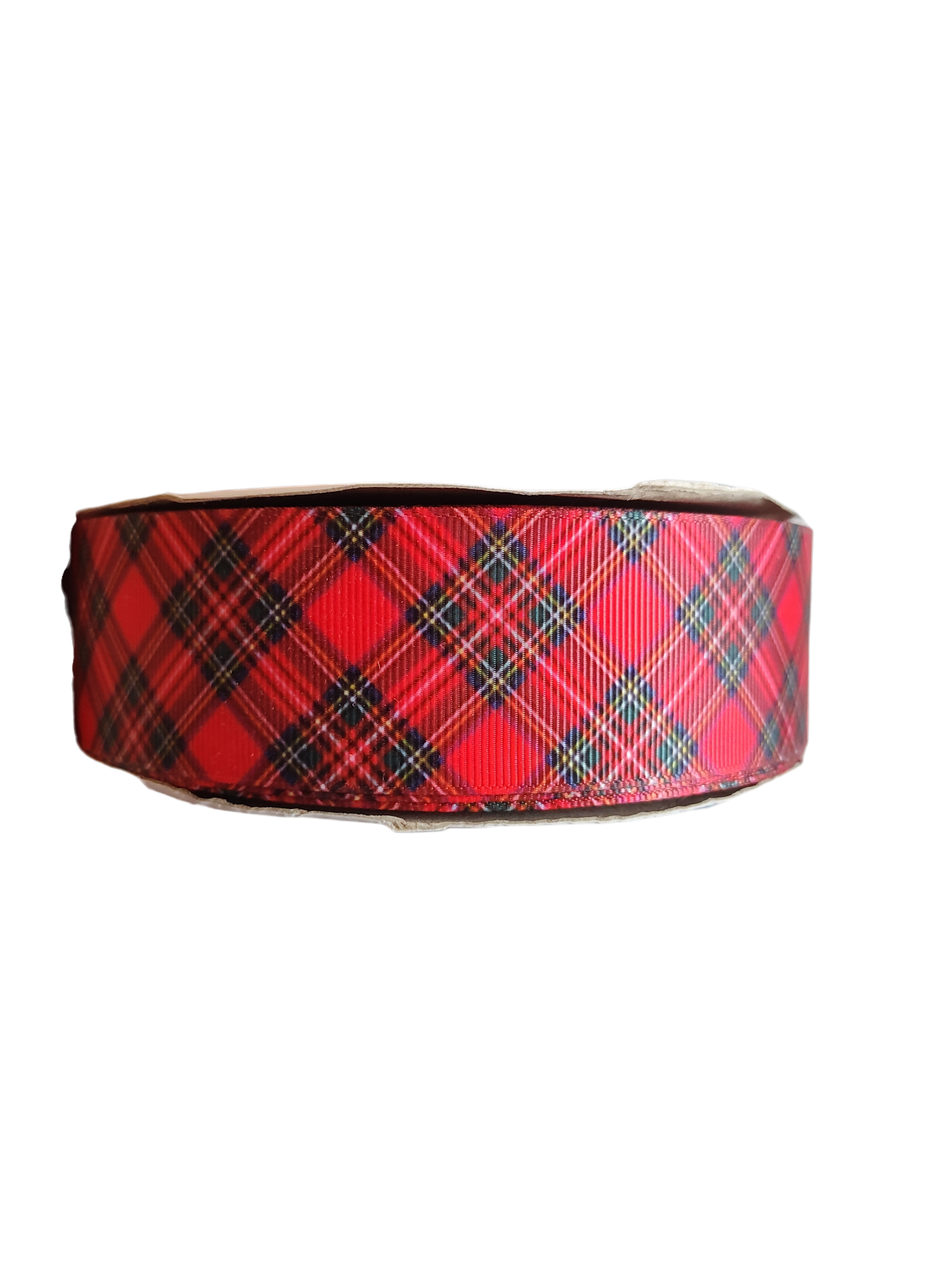1.5" Wide Red and Black Tartan Plaid Nylon Dog Collar