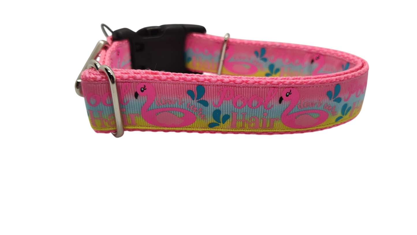 Pool Hair Don't Care Nylon Dog Collar