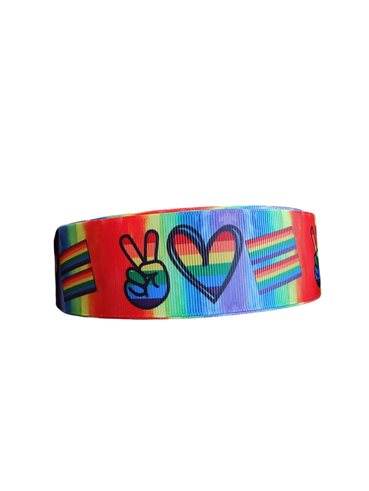 1.5" Wide Peace Love Pride Nylon Dog Collar