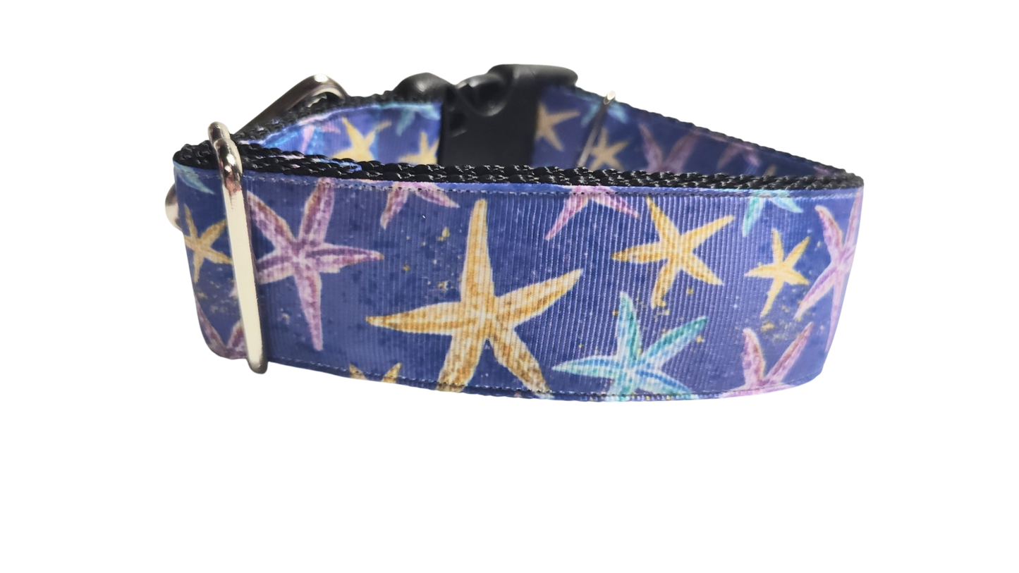 1.5" Wide Purple Starfish Nylon Dog Collar