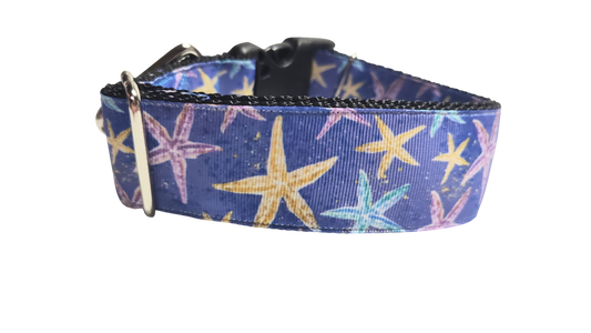 1.5" Wide Purple Starfish Nylon Dog Collar