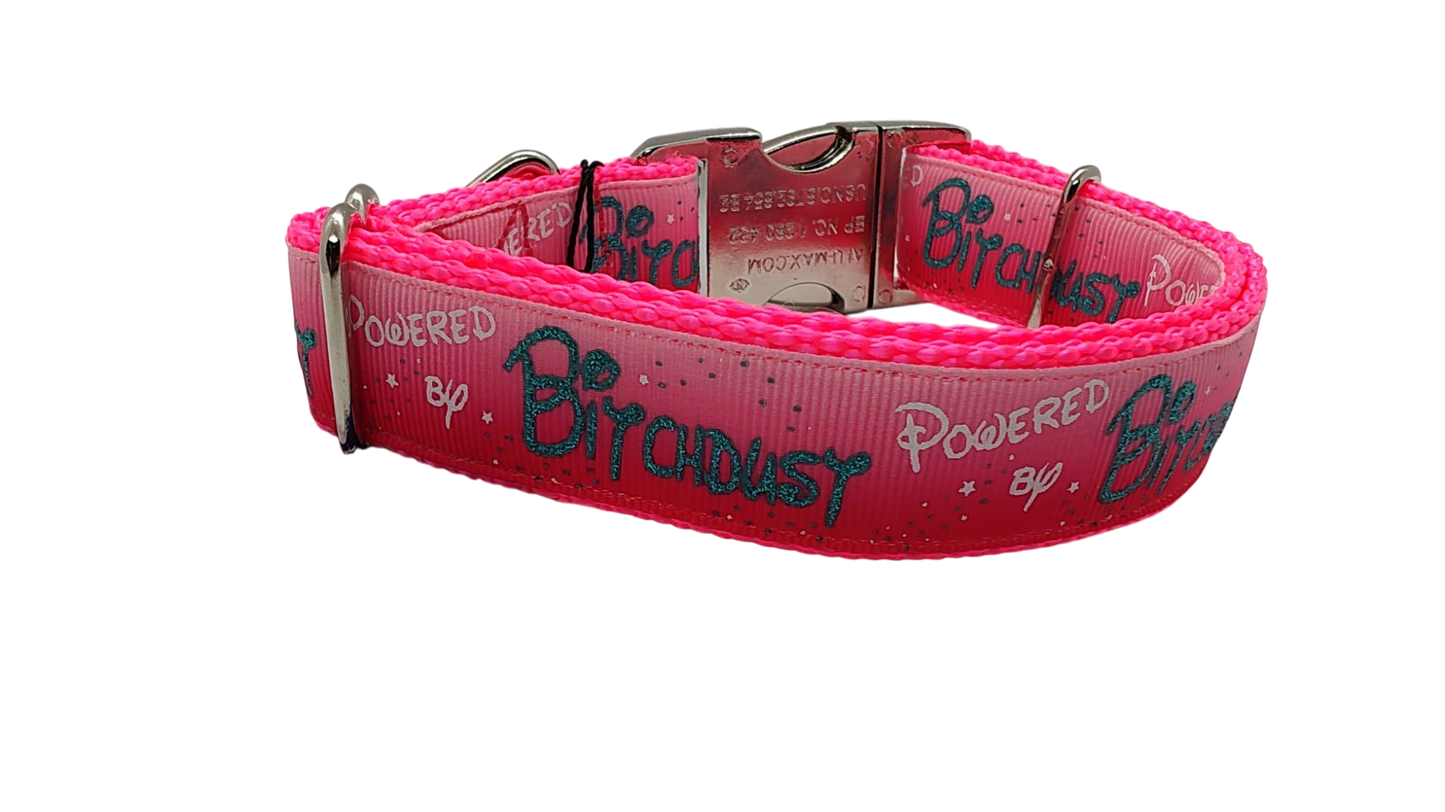 Powered By Bitchdust Nylon Dog Collar