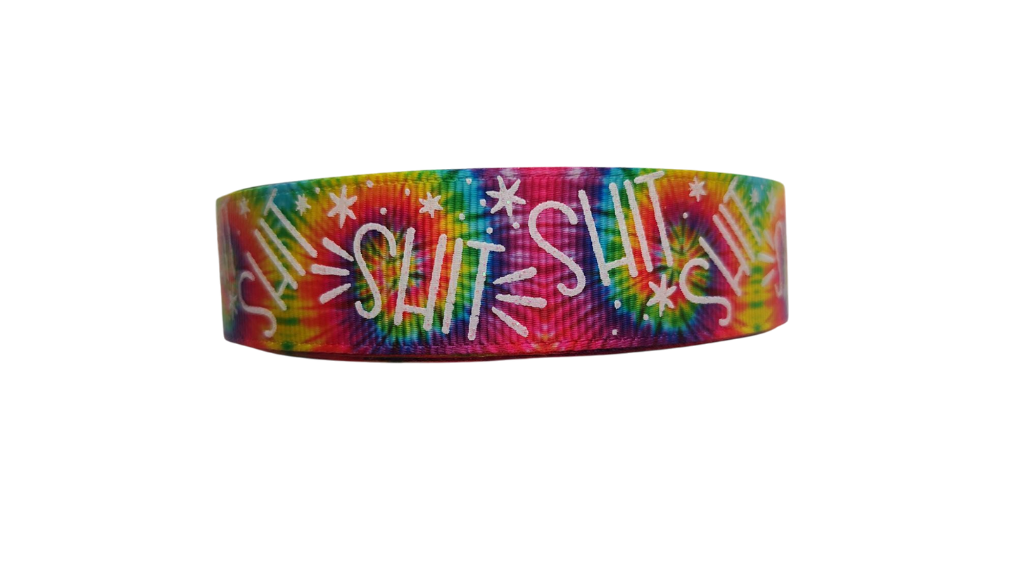 Shit Rainbow Tie Dye Nylon Dog Collar