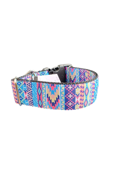 1.5" Wide Aztec Tribal Nylon Dog Collar