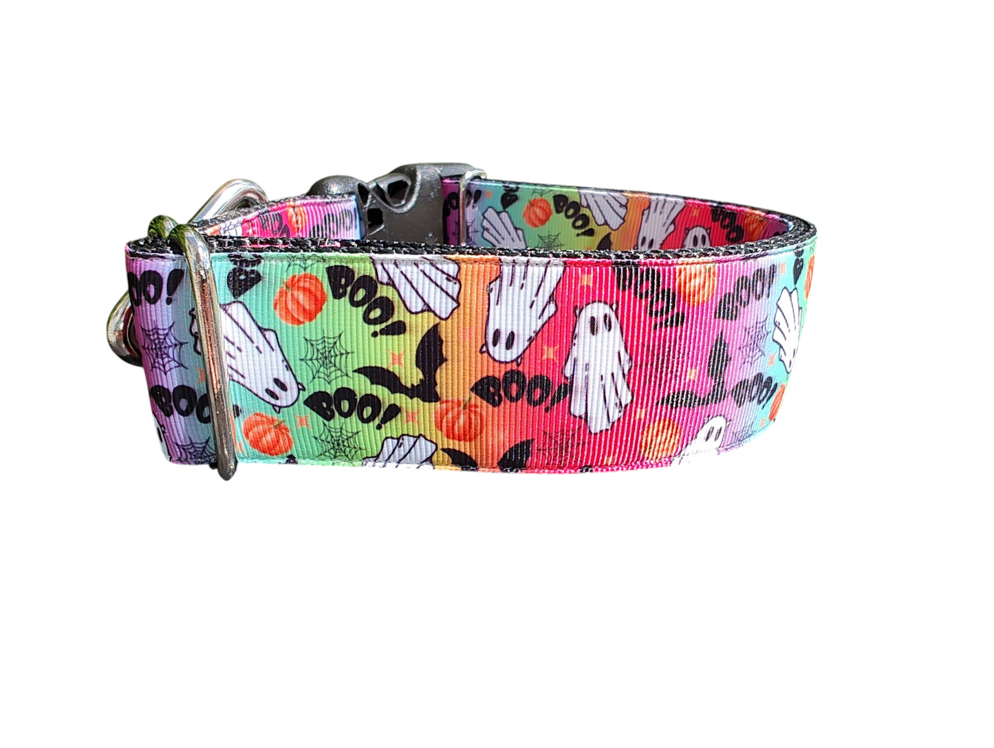 1.5" Wide Rainbow Ghosts Nylon Dog Collar