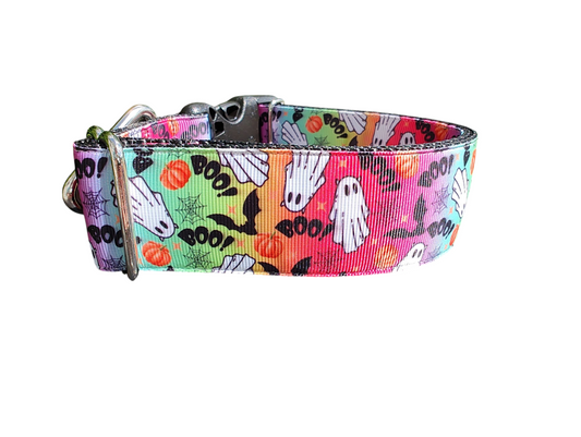 1.5" Wide Rainbow Ghosts Nylon Dog Collar