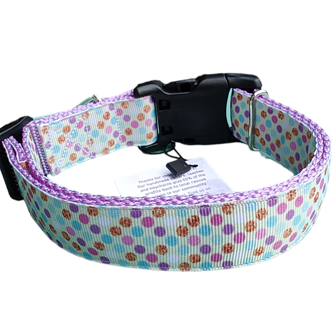 Dots Lavender Nylon Dog Collar MD, LG, XL, Leash