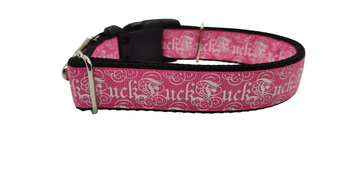 Fuck Pink Nylon Dog Collar