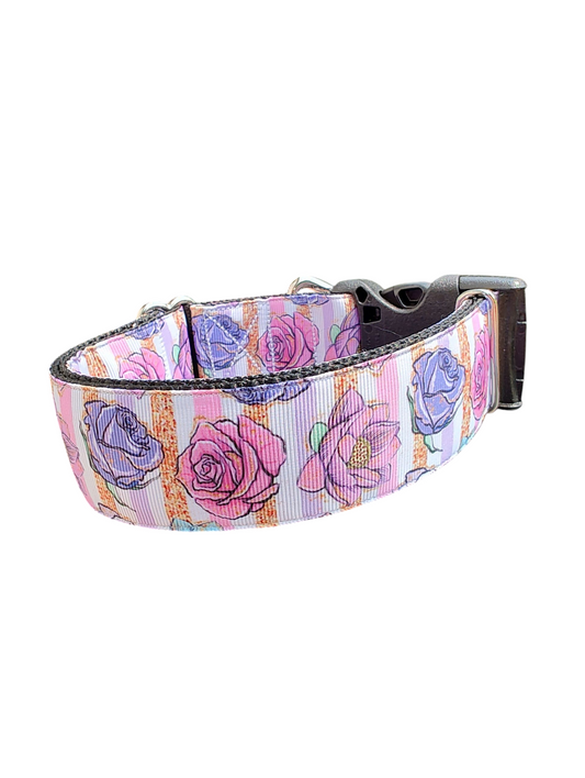 1.5" Wide Cartoon Roses Nylon Dog Collar