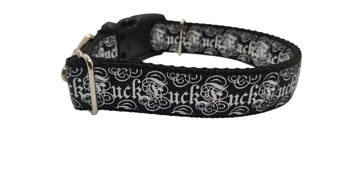 Fuck Black Nylon Dog Collar