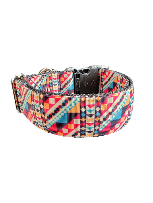 1.5" Wide Aztec Stripes Nylon Dog Collar
