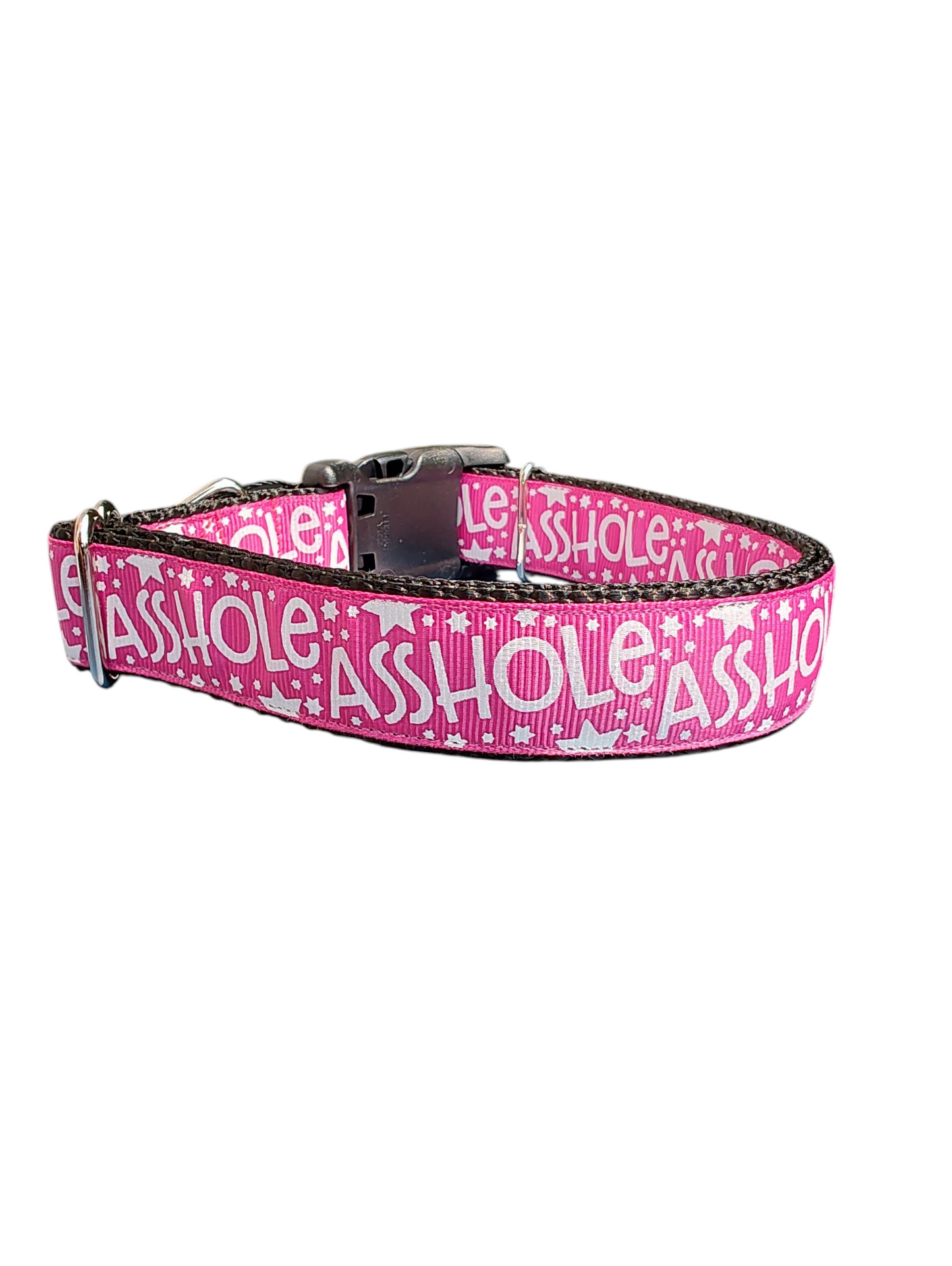 Asshole Raspberry Pink Nylon Dog Collar