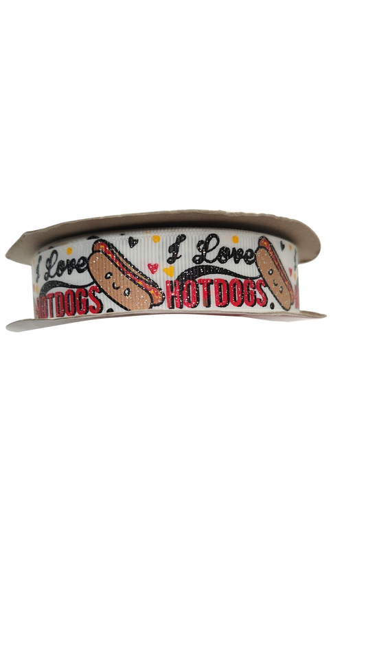 I Love Hot Dogs Nylon Dog Collar