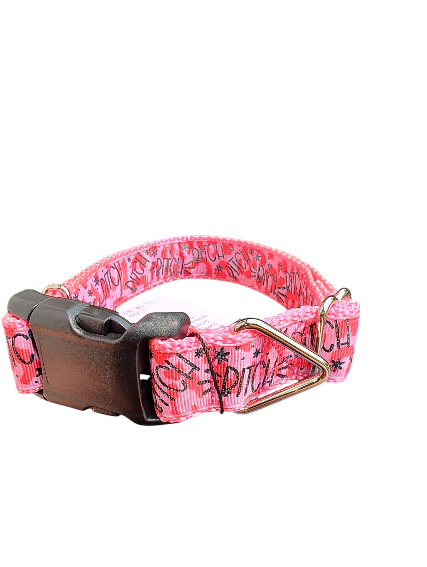 Bitch Pink Nylon Dog Collar
