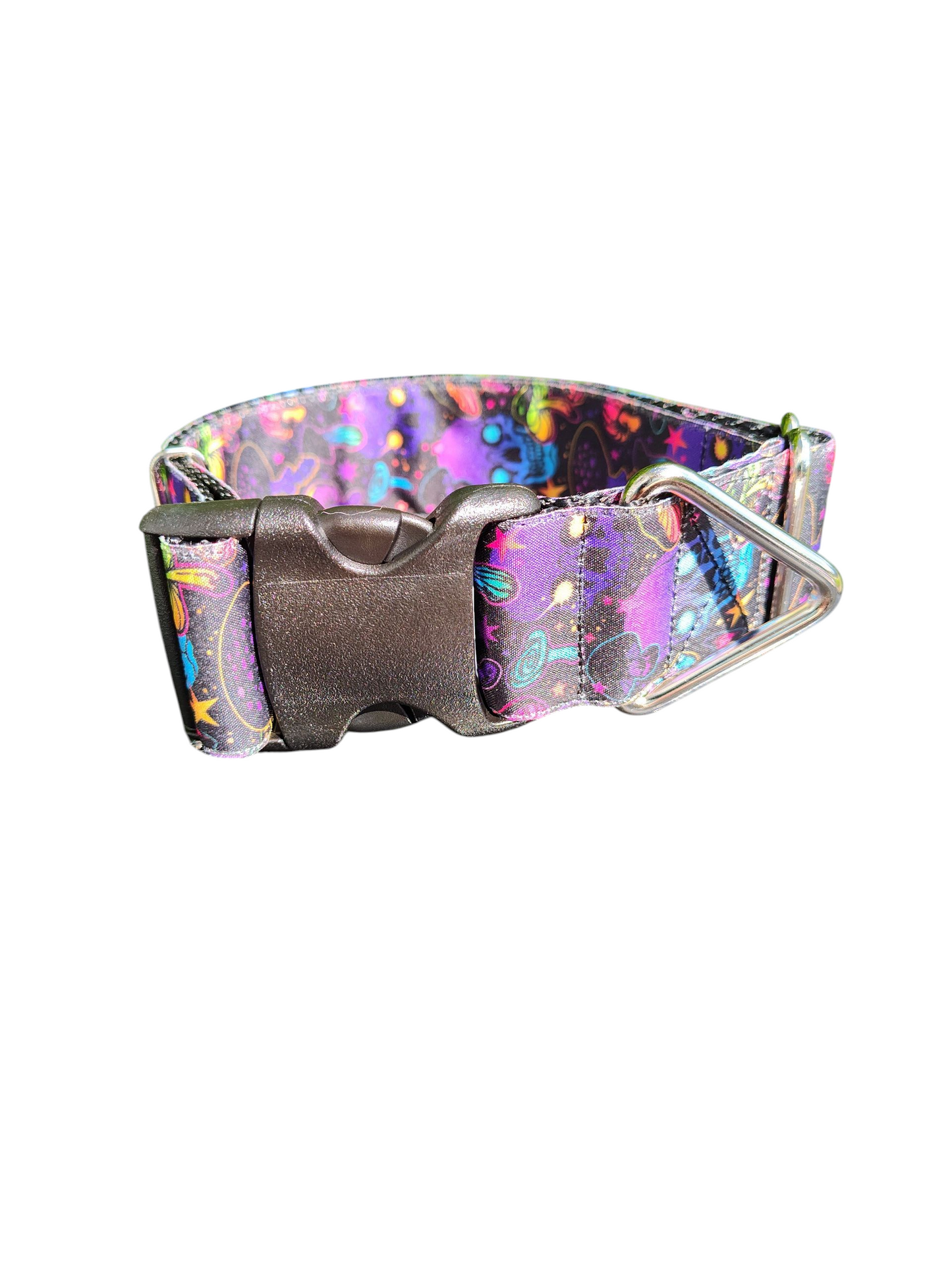 1.5" Wide Mushrooms and Skulls Nylon Dog Collar