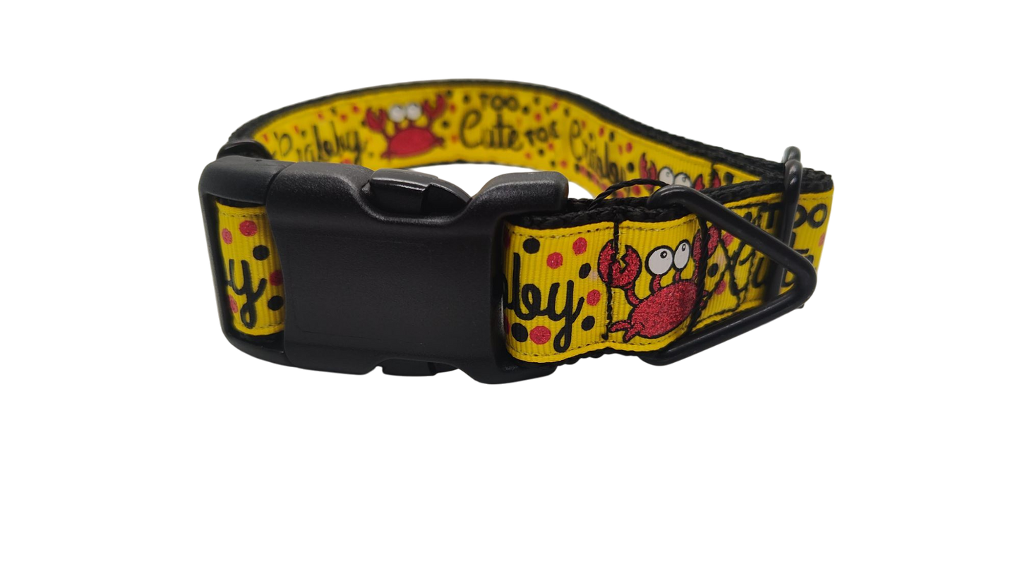 Too Cute To Be Crabby Nylon Dog Collar