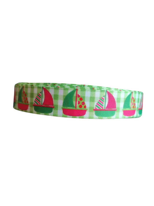 Neon Sailboats Nylon Dog Collar