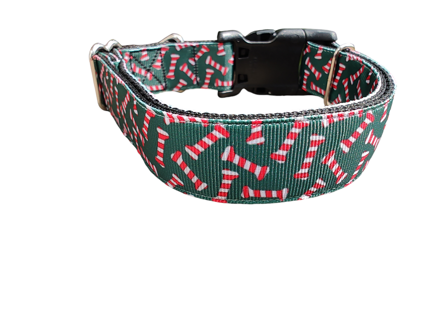 Candy Cane Bones Christmas Nylon Dog Collar