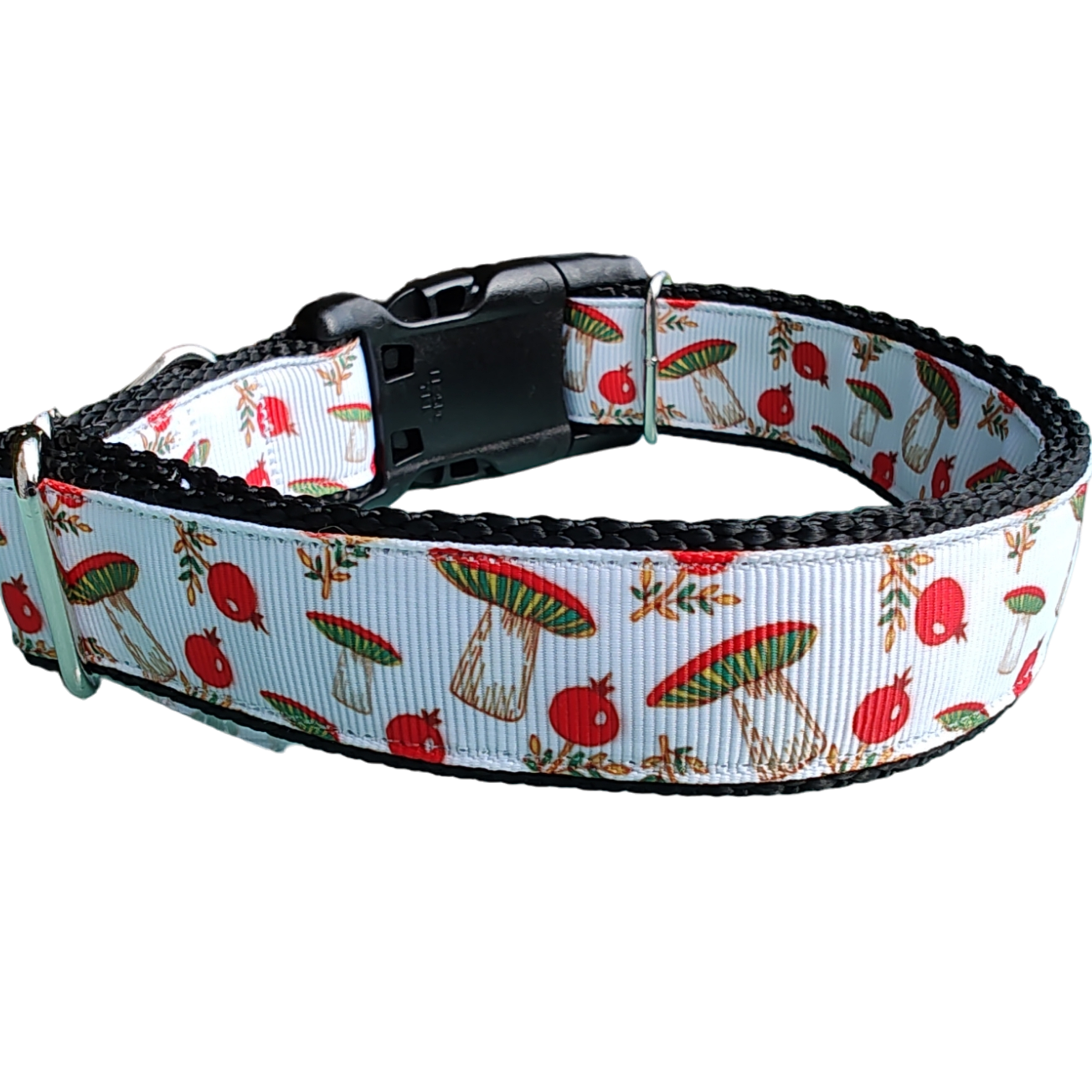 Mushrooms and Berries Nylon Dog Collar