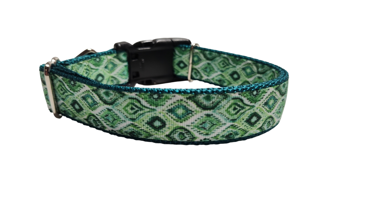Moroccan Green Pattern Nylon Dog Collar