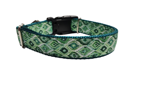 Moroccan Green Pattern Nylon Dog Collar